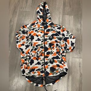 Orange / Black Patterned light outdoor/ Rain Camo Jacket with mesh Liner - US L